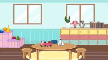 Room with wooden table and chairs vector