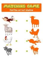 Worksheet design for matching shadow vector