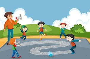 Kids doing physical activity vector