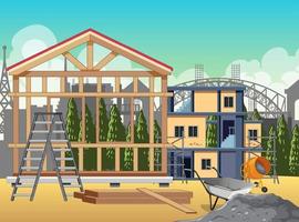 Building construction site scene vector