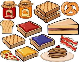 Food set with bread and jam vector