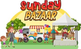 Flea market concept with sunday bazaar vector