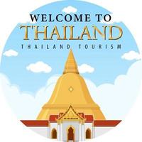 Travel Thailand attraction and landscape temple icon vector