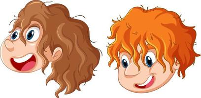 Boy and girl facial expression on white background vector