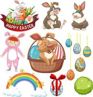 Easter theme with bunny and eggs vector