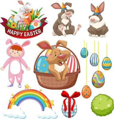 Easter theme with bunny and eggs