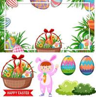 Easter theme with eggs and bunny vector