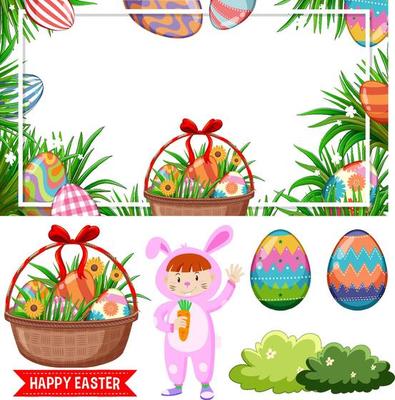 Easter theme with eggs and bunny