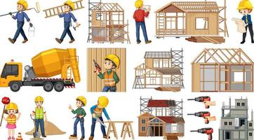 Set of construction site objects vector