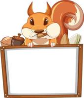 Whiteboard template with cute squirrel eating vector