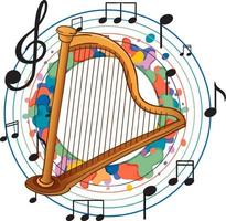 Harp instrument on white background vector