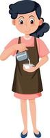 Woman pouring milk in cup vector