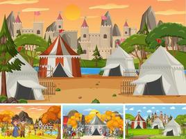 Set of different scene medieval vector