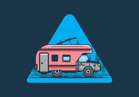 Colorful RV truck flat illustration vector