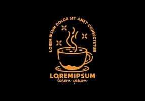 Hot coffee line art with lorem ipsum text vector