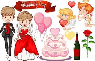 Valentine theme with cupid and cake vector