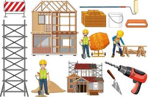 Set of construction site objects vector