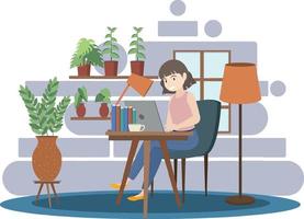 Work at home concept in flat design vector