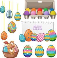 tema de pascua con conejito y huevos vector