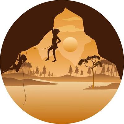 Silhouette rock climbing badge