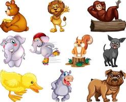 Set of animal cartoon character vector