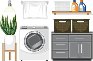 Laundry room objects set vector