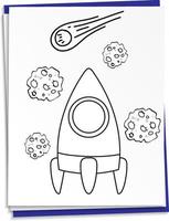 Hand drawn rocket on paper vector