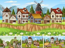 Set of different scene medieval vector