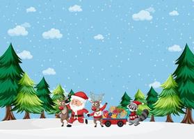 Christmas theme with Santa and reindeers vector