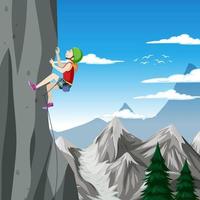 Rock climber on cliff outdoor scene vector
