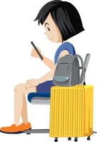 Side view of woman using mobile phone vector