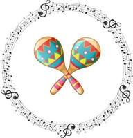 Maracas with music melody symbol cartoon vector