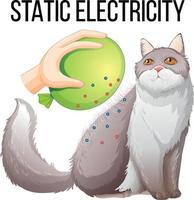 Static electricity experiment with balloon and cat vector