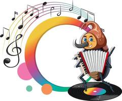 A beetle playing accordion cartoon character vector