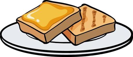 Two toasted bread on the plate vector