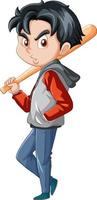 A Boy Standing with baseball bat on White Background vector