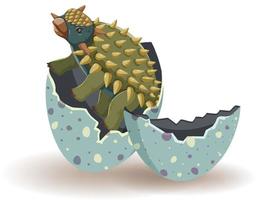 Ankylosaurus hatching from egg vector