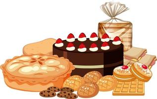 Different bakery and pastry set vector