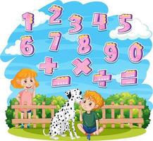 Counting number 0 to 9 and math symbols vector