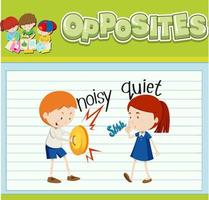 Education word card of English opposites word vector