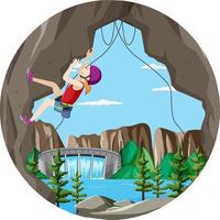 Rock climbing badge isolated vector