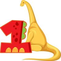 A dinosaur with number one cartoon vector