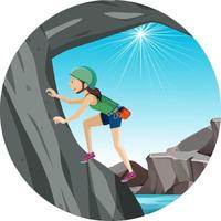 Rock climbing badge isolated vector