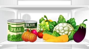 un interior del refrigerador con vegetales vector