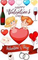 Valentine theme with cupid and big heart vector
