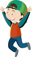 Active boy simple cartoon character vector