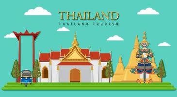 Thailand iconic tourism attraction background vector