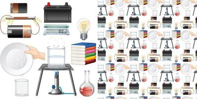 Seamless background with science equipments vector