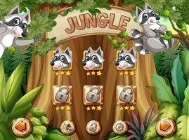 Game background template with raccoons in forest vector