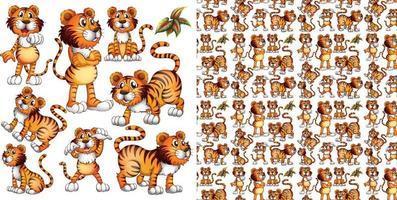 Cute animals cartoon seamless background vector